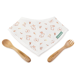 Miniland餐巾餐具組-餐巾+湯匙+叉子 (2款選擇)