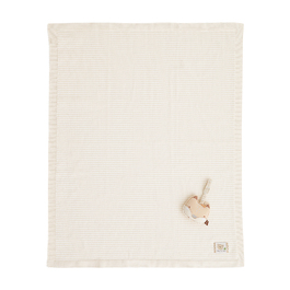 有機棉針織棉毯禮盒-條紋薄款(毯子+安撫玩偶)
