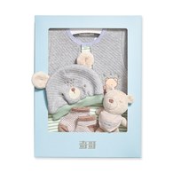 Chic a Bon 可愛小熊假兩件兔裝/連身衣4件組禮盒 (兔裝+帽子+襪子+娃娃)