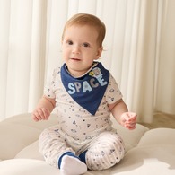 太空探險飛鼠嬰兒長褲(天絲棉橫紋單面布)