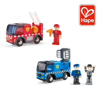 德國Hape 警笛玩具車組-消防/警車(2款選擇)